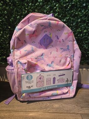 Kids Unicorn Print Pink Backpack